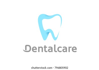 Creative Dental Care Clean Blue Teeth Logo Design Symbol Illustration