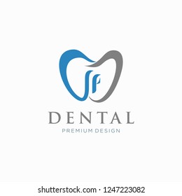 Creative dental clinic logo vector. with 
initial letter CDF . Abstract dental symbol icon with modern design style, Dental Clinic Creative Company Vector Logo.