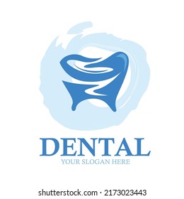 Creative dental clinic logo vector Abstract dental symbol icon in modern design water style.