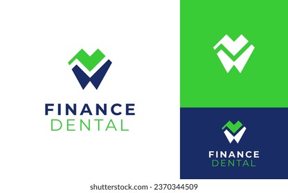 Creative Dental Dentist Dent Tooth Teeth with Grow Chart Graph Finance Investment Logo Branding Template