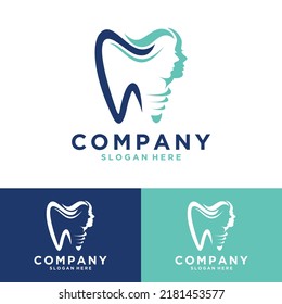 Creative Dental With Face Women Concept Logo Vector Template graphic illustration
