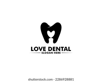 Creative Dental Love logo vector. dental clinic logo, Abstract dental logo design inspiration