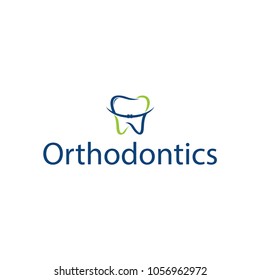 Creative Dental and Orthodontic Concept Logo Design Template. Dentist stomatology medical doctor Logotype concept icon. Orthodontics clinic vector logo isolated on white background