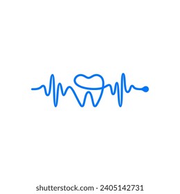 Diseño creativo del logotipo de pulso dental. Diseño del logotipo de la silueta de los dientes.