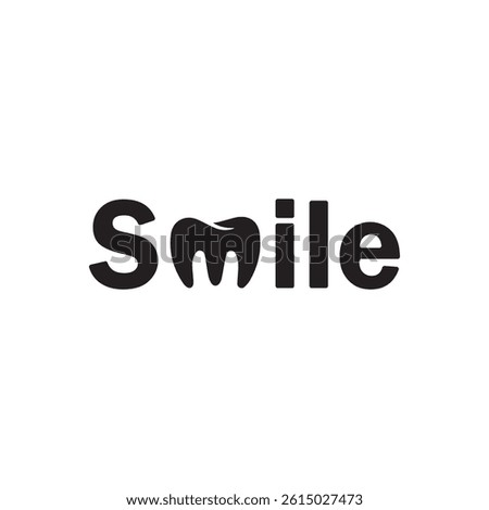 Creative dental smile logo vector featuring a tooth-shaped letter design on white background ideal for dentist clinics oral care and dental branding

