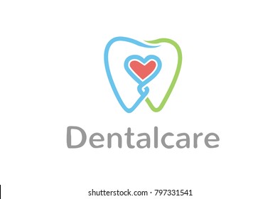 Creative Dental Teeth Heart Metaphor Logo Design Symbol Illustration