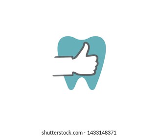Creative Dental Thumb Tooth Logo Design Symbol Vector Illustration