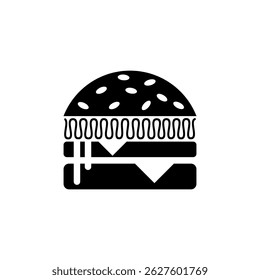 Representación creativa de una hamburguesa con coberturas y queso derretido sobre un fondo minimalista