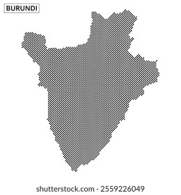 A creative depiction of Burundi's outline in a striking dot pattern format showcases the country's geographical shape.