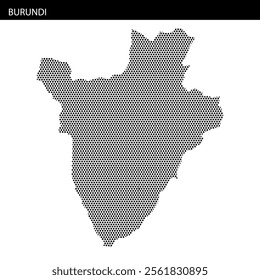 A creative depiction of Burundi's outline in a striking dot pattern format showcases the country's geographical shape.