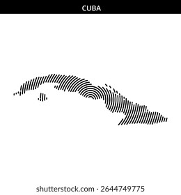 Creative depiction of Cuba using elegant line patterns.