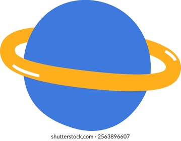 Creative depiction of a ringed planet in hand drawn style. Vector Illustration.