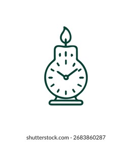A creative depiction showing the concept of time passing using a candle shaped as clock as a metaphor for the fleeting nature of life.