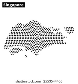 A creative depiction of Singapore using dots to form its map outline, showcasing the island's geographical features.