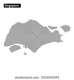 A creative depiction of Singapore using dots to form its map outline, showcasing the island's geographical features.