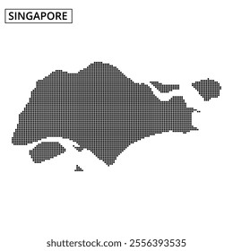 A creative depiction of Singapore using dots to form its map outline, showcasing the island's geographical features.