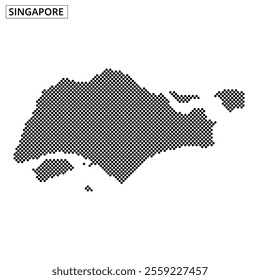 A creative depiction of Singapore using dots to form its map outline, showcasing the island's geographical features.