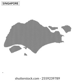 A creative depiction of Singapore using dots to form its map outline, showcasing the island's geographical features.