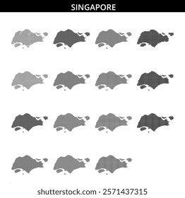 A creative depiction of Singapore using dots to form its map outline, showcasing the island's geographical features.