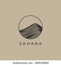 creative desert logo design with line illustration