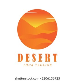 logo creativo del desierto con plantilla de eslogan