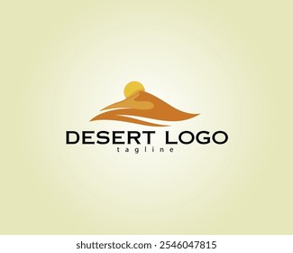 deserto criativo com o sol acima dele logo design