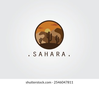 desértico criativo e três design do logotipo do cacto