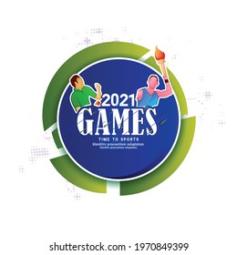 Creative Design 2021 Games Time To Sport Concept Poster Design With Athletics In Different Poses 