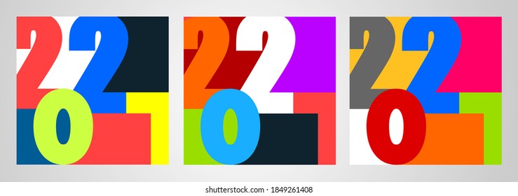 Creative design of 2021 Happy New Year. Design templates for celebration and season decoration. Minimalistic trendy backgrounds for branding, banner, cover, card. Colourful design.