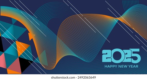 Creative Design to 2025 New Year Posters, Greeting Cards, or banners design. Logo Text 2025 design Happy New Year Celebration concept.