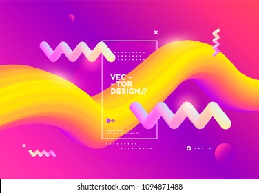 Creative design 3d flow shape. Liquid wave backgrounds. Vector illustration