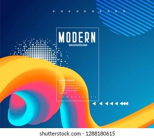 Creative design 3d flow shape. Liquid wave backgrounds. Vector illustration
