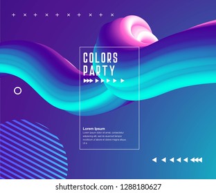 Creative design 3d flow shape. Liquid wave backgrounds. Vector illustration