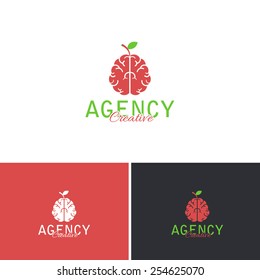 Creative Design Agency, Brain Symbol Style Vector Icons, Logos, Sign Template