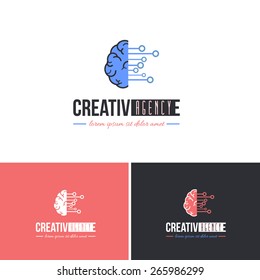 Creative Design Agency, Electronics Brain Style Vector Icons, Logos, Sign, Symbol Template