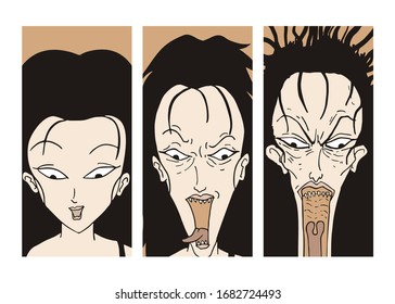 Creative design of angry woman face