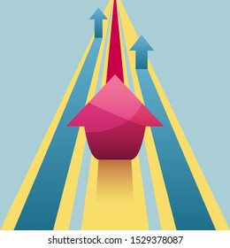 Creative design of the arrow. Isolated on blue background.