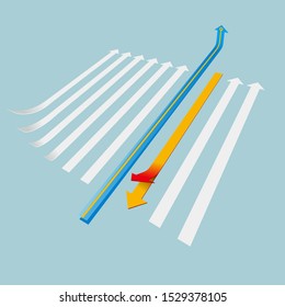 Creative design of the arrow. Isolated on blue background.