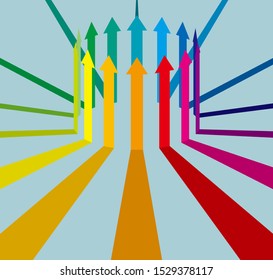 Creative design of the arrow. Isolated on blue background.