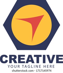 Diseño creativo, flecha, logotipo, empresa