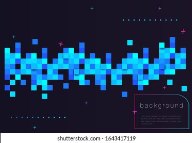 Diseño creativo con cuadrados azules para banner, afiche, volante, tarjeta, postal, portada. Elementos geométricos de patrón abstracto. Tubos de mosaico. Ilustración del vector