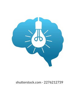 creative design of brain vector and lamp bulb as idea
