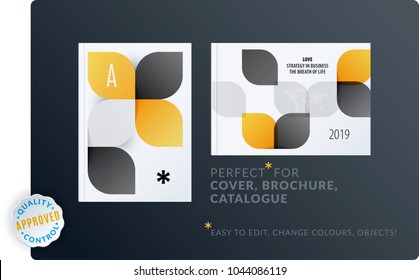Creative design of brochure set, abstract annual report, horizontal cover layout, flyer in A4 with vector colourful