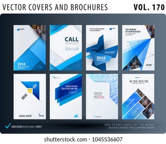 Creative design of brochure set, abstract annual report, horizontal cover