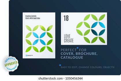 Creative design of brochure set, abstract annual report, horizontal cover, flyer in A4