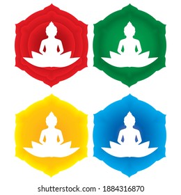 Creative Design Of Buddha Symbol Vector Illustration. Silhouette Of Meditating Buddha. Indian, Buddhism, Spiritual Motifs