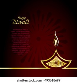 Creative design of burning diwali diya for greeting card. Vector background