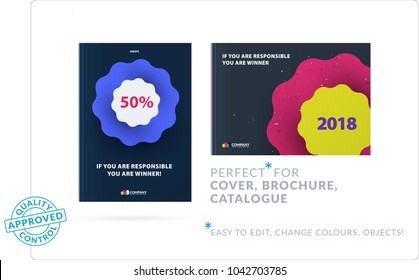 Creative design of business brochure set, abstract horizontal cover layout