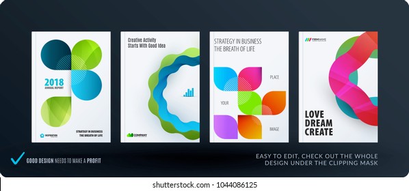 Creative design of business brochure set, abstract horizontal cover