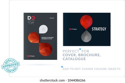Creative design of business brochure set, abstract horizontal cover